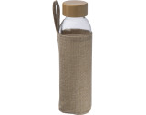 Glass Bottle with Bamboo Lid and Jute Cover