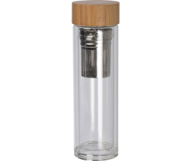 Glass bottle with bamboo lid and 420 ml capacity