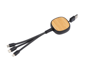 retractable charging cable with bamboo decoration